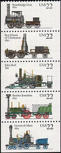 U.S. Mint NH Pane of 5 - 22c Locomotives  #2362-2366a lot a1 - Picture 1 of 1