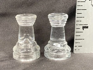 Chess 2 Clear Glass Rook Set Used Replacement Parts 1.5"Tall - Picture 1 of 3