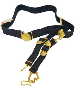 NEW Original Soviet NAVY Officer's Black Belt with Dagger Dirk Suspension A161 - Picture 1 of 13