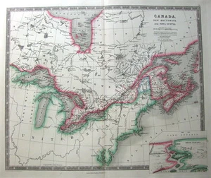 CANADA,NEW BRUNSWICK & NOVA SCOTIA,NIAGARA RIVER, Teesdales Antique Map 1841 - Picture 1 of 1