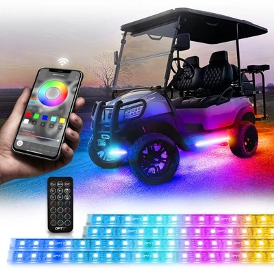 OPT7 DreamColor Golf Cart Underglow LED Light Strips EZGO Yamaha Club APP+Remote - Image 1 of 4