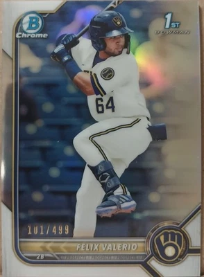 2022 Bowman - Chrome Prospects Felix Valerio #BCP-128 Refractor /499 (RC) - Image 1 of 3