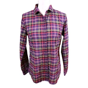Camicia J. McLaughlin a quadri manica lunga con bottoni davanti Preppy classica donna XS - Foto 1 di 8
