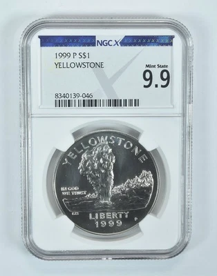 1999-P Yellowstone Commemorative Silver Dollar Mint State 9.9 NGC X NGCX - Image 1 of 4