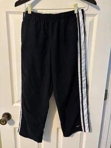 Pantaloni da pista donna vintage Nike Y2K nero/bianco Capri taglia M 8-10 - Foto 1 di 4
