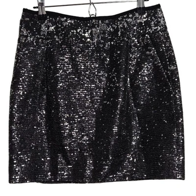 J Crew Black Sequin Mini Skirt Womens Size 2 Evening Holiday New Years Party - Image 1 of 4
