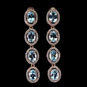 925 Sterling Silver Earrings Oval Sky Blue Topaz 8x6mm Natural Gemstone jewelry - Picture 1 of 13