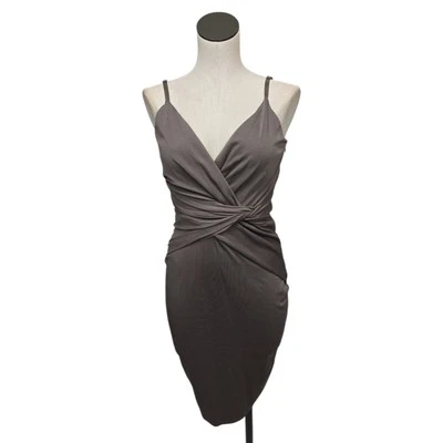 Marciano Taupe Brown Jersey Ruched Spaghetti Strap Dress Size Medium Bodycon - Image 1 of 4