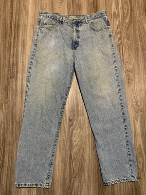 Vintage 90s Guess Men’s Blue Denim Jeans Green Triangle Light Wash Sz 36 - Image 1 of 4
