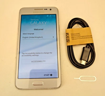 Samsung Galaxy A3 2015 Silver O2 16GB 4.5" 8MP 1GB RAM Android Smartphone - Image 1 of 3