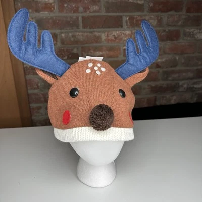 Sombrero de Navidad Wondershop Reno Ciervo con Astas Gorro Tejido Marrón Vacaciones Foto 1 de 4