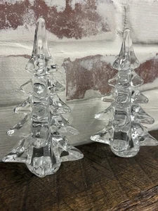Figuras de 5" de colección de vidrio transparente árboles de Navidad decoración pueblo de vacaciones-(2)-Taiwán - Imagen 1 de 8