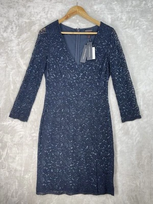 Vestido Banana Republic L'Wren Scott para mujer talla 8 azul forrado de encaje caprichoso NUEVO Foto 1 de 4