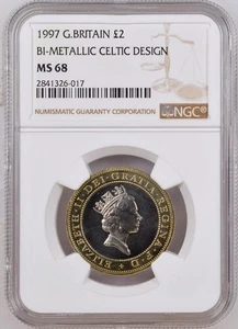 1997 Great Britain 2 Pounds NGC MS 68 Bi-Metallic £2 Coin Elizabeth II LOW POP - Bild 1 von 4