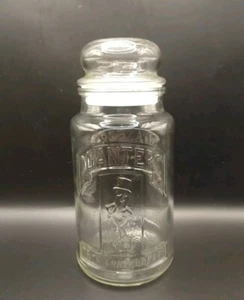 Vintage PLANTERS Mr. Peanut 75th Anniversary 1906-1981 Glass Jar With Lid 8" - Picture 1 of 5