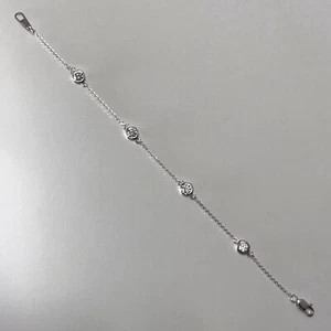1Ct Round Cut Lab Created Diamond Yard Stations Bracelet 14k White Gold Plated - Picture 1 of 5