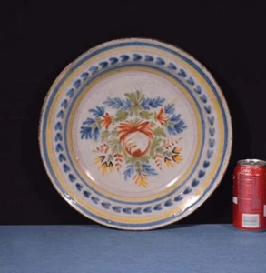 Early 1800's Antique Polychrome Tin Glazed Charger Plate Plaque - Picture 1 of 11