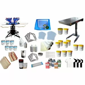 6 Color 6 Station Screen Printing Press Hobby Kit /w Flash Dryer Print Equipment - Picture 1 of 12