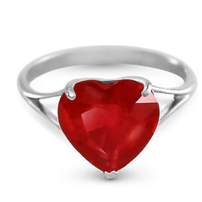 Platinum Plated 925 Sterling Silver Ring w/ Natural 10.0 mm Heart Ruby - Image 1 of 3