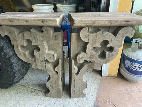 Pair Of HUGE Gothic Architectural Wall Brackets/Corbel Hand Carved Cover