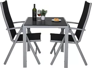 Gartenmöbel Set 2 Stühle +Tisch 75x75cm Aluminium Sitzgruppe Essgruppe Balkonset - Bild 1 von 9