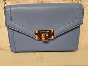 Michael Kors Cartera Kinsley Bandolera Cartera Bolso Francés Azul Dorado Herrajes - Imagen 1 de 13