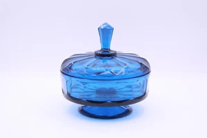 Viking Epic Diamond Steeple Covered Candy Dish Bluenique Vintage MCM - Picture 1 of 9