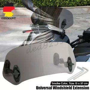 Einstellbar Motorrad Windschutzscheibe Clipon Extension Spoiler Windschild Rauch - Bild 1 von 7