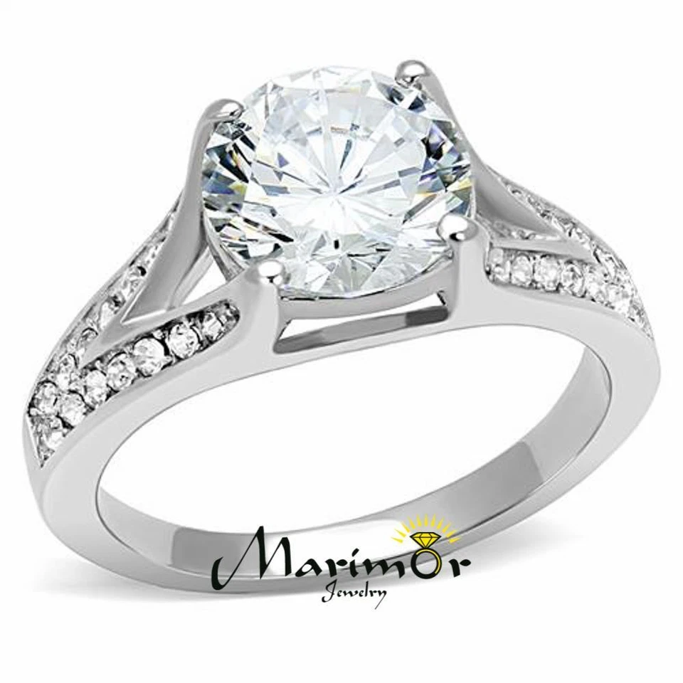 Women's 3.17 Ct Round Cut Zirconia Stainless Steel Engagement Ring Size 5-10 - Image 1 of 4