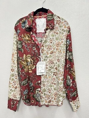 Camisa Floral Cino Sundance Arrugada Aplastada Abotonada XL Western Festival Boho Foto 1 de 4