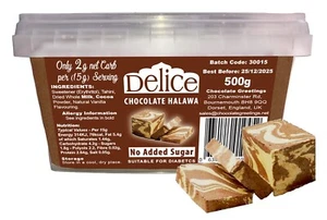 Delice Sugar Free Chocolate HALAWA with PISTACHIO 500g.Diabetic / Keto /Low Carb - Picture 1 of 1