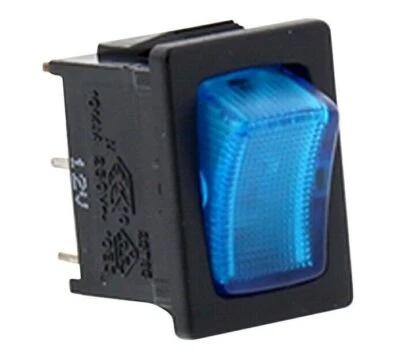 Mini interruptor balancim com iluminação LED azul 12VDC 3 pinos interruptor de alimentação universal - Imagem 1 de 3