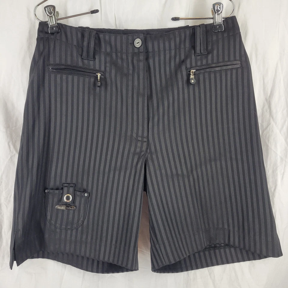 Pantalones Cortos Jamie Sadock Para Mujer Negro Esmoquin Rayas Golf Activo Frente Plano Talla 8 Foto 1 de 3
