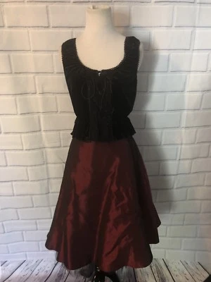 NWT Jodi Kristopher Sz 5/6 2 Piece Party Formal Prom Dress Corset Top Black Wine - Image 1 of 4