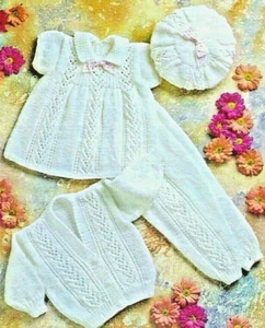 VINTAGE "COPY" Baby / Tot/ Child Pram Set Knitting Pattern 41-56 cm /16-22" DK - Picture 1 of 4