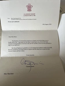 Royal Family Memorabilia Letter HRH Camilla Duchess Of Cornwall Queen Consort - Picture 1 of 1