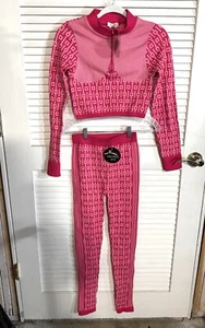 Love J Women's L/XL Pink Seamless Crop Top Set NWT - Picture 1 of 16