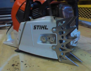 Stihl MS661 dog dawg STEEL spike front cover side skeletonize custom laser - Picture 1 of 6