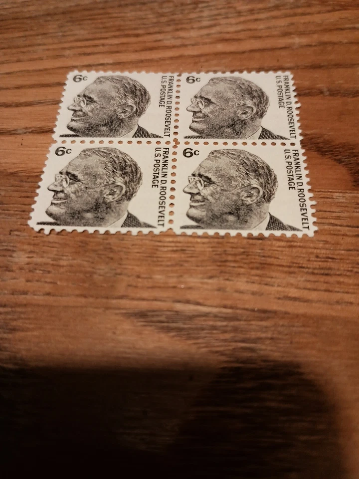 US Stamps, Scott #1284 6c FDR 1966 block of 4 XF M/NH. Super fresh. - Image 1 of 2