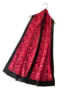 Bufanda de seda roja con estampado de árbol de Navidad para damas regalo festivo estola chal 3615 - Imagen 1 de 2