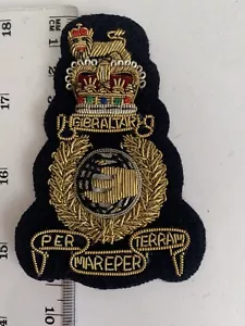 Royal Marines Gibraltar Edelmetall Draht gesticktes Abzeichen - Bild 1 von 1