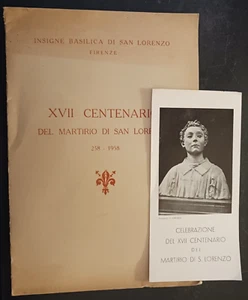 Italy San Lorenzo XVII Centenario Martirio di San Lorenzo 1958 book + brochure - Imagen 1 de 9