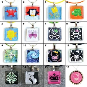 Divertido collar colgante de azulejos de vidrio joyería diseño artístico portátil #1-16 - Imagen 1 de 2