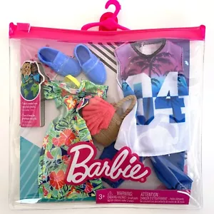 Mattel Barbie & Ken Fashion 2-Pack Tropical Floral Dress & Sleeveless Shirt - Picture 1 of 2