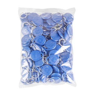 100pcs RFID Token FOB 125KHz Proximity Door Access Control ID Blue Ring Keychain - Picture 1 of 5