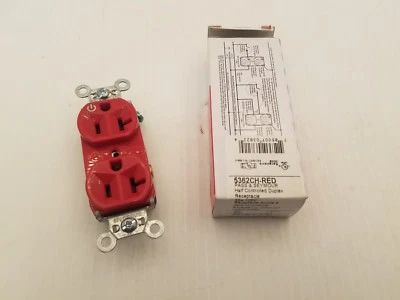RECEPTÁCULO DÚPLEX SEMICONTROLADO PASS & SEYMOUR 5362CH ROJO NUEVO EN CAJA Foto 1 de 4