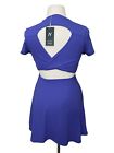 New Halara Aster Blue Backless Twisted Cut Out Mini Fit & Flare Dress Size XL