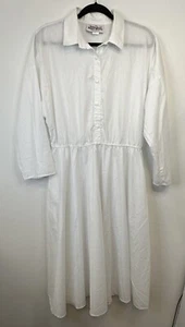 Vintage The American Shirt Dress Full A Line Skirt Solid White No Belt Size 18 - Picture 1 of 12