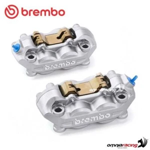 Pair of front Brembo radial brake calipers P4.32K silver 100mm with pads - Picture 1 of 10