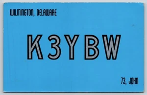Postcard QSL K3YBW Wilmington Delaware Ham Radio Operator John Marshall c1972 - Picture 1 of 2